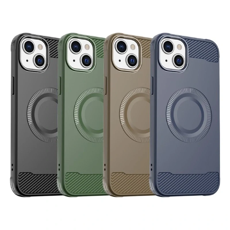 Kryt na iPhone 14 gumový (podpora MagSafe) zelený