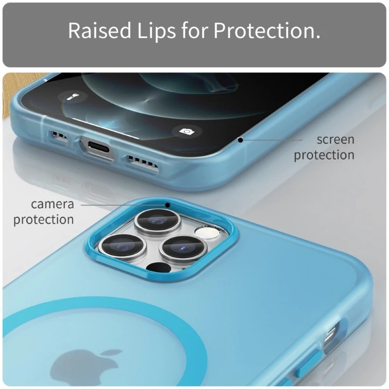 Kryt na iPhone 12 / 12 Pro gumový Candy (podpora MagSafe) modrý