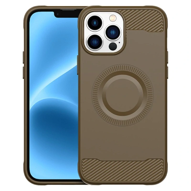 Kryt na iPhone 12 / 12 Pro gumový (podpora MagSafe) hnědý