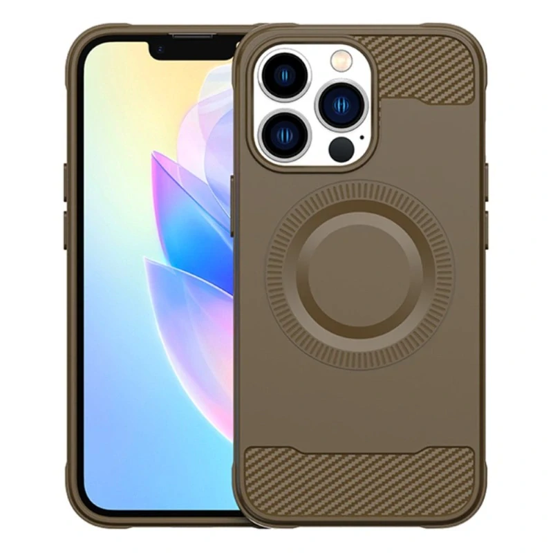 Kryt na iPhone 13 Pro Max gumový (podpora MagSafe) hnědý