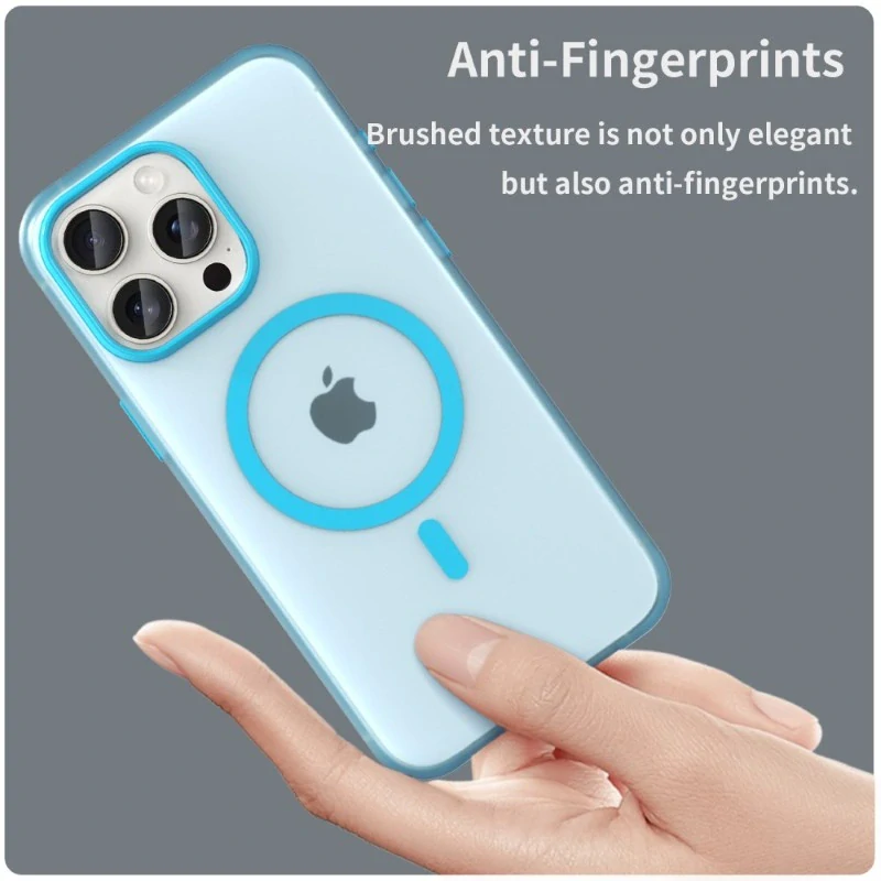 Kryt na iPhone 15 Pro Max gumový Candy (podpora MagSafe) modrý