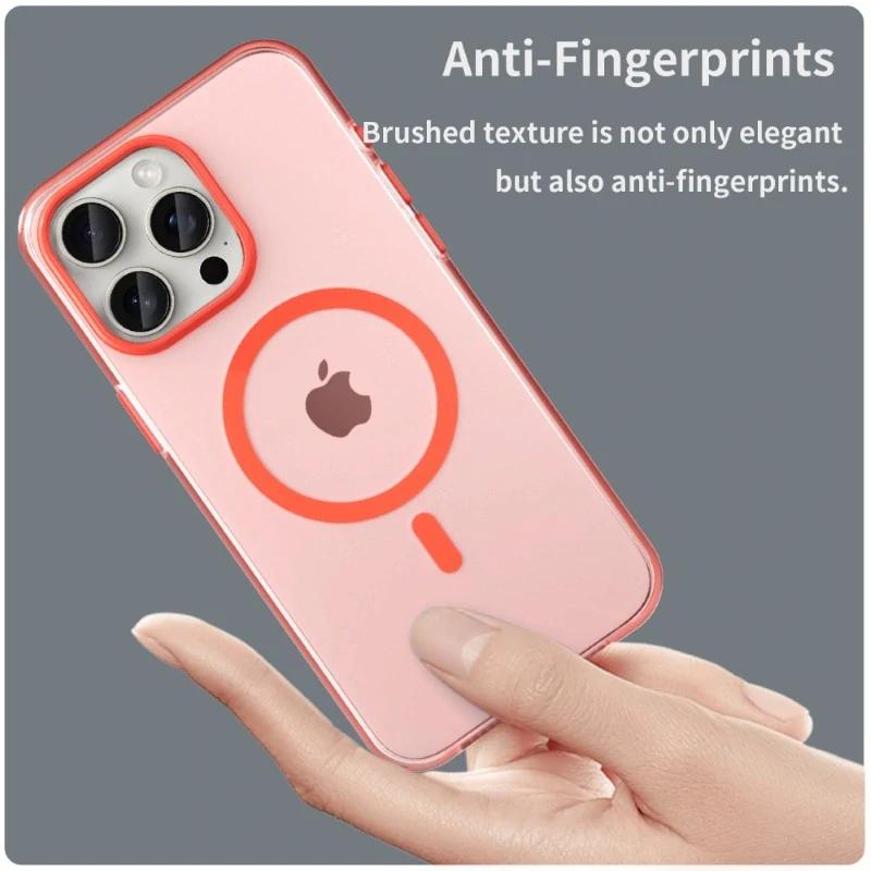 Kryt na iPhone 15 Pro Max gumový Candy (podpora MagSafe) červený