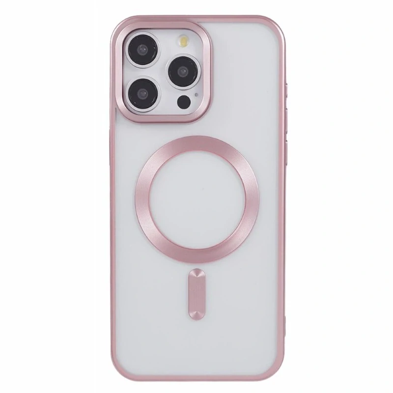 Kryt na iPhone 15 Pro Max gumový s podporou MagSafe růžový