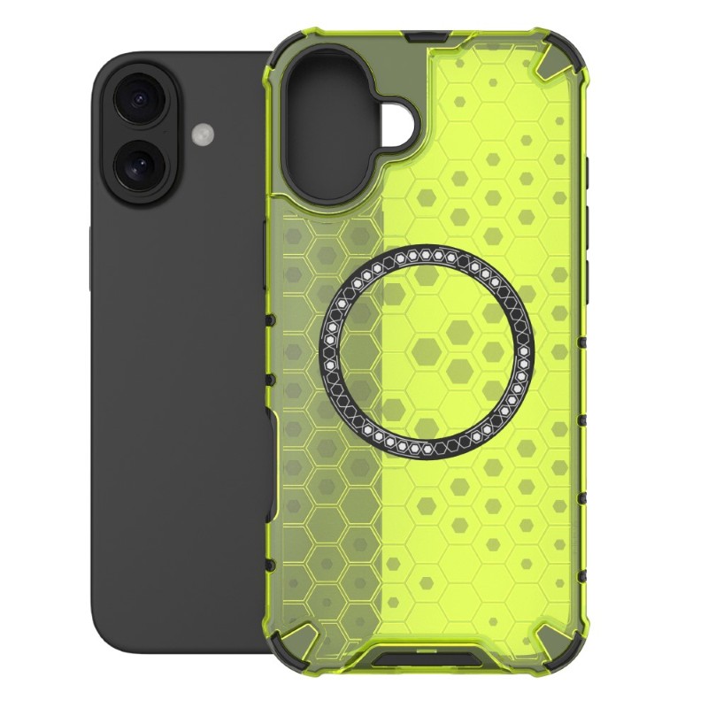 Kryt na iPhone 16 odolný Honeycomb s podporou Magsafe zelený