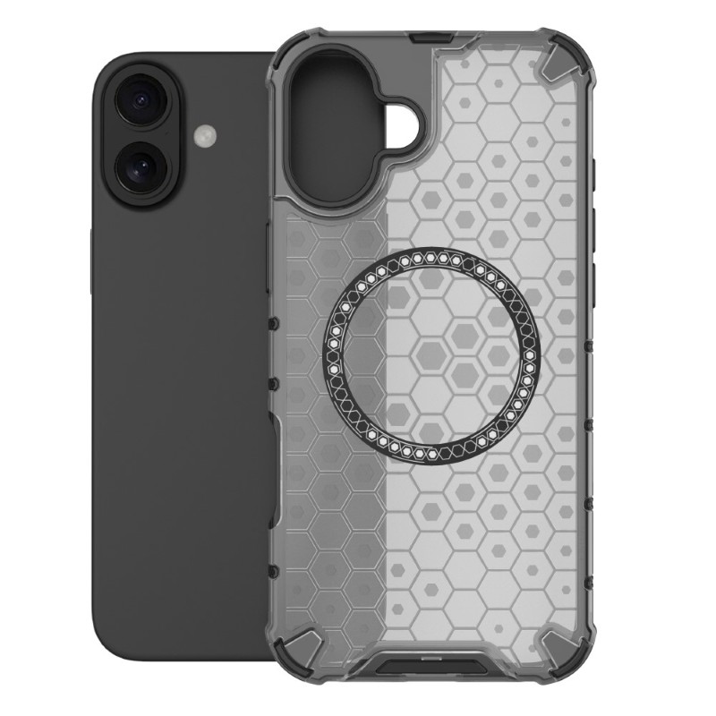 Kryt na iPhone 16 odolný Honeycomb s podporou Magsafe černý