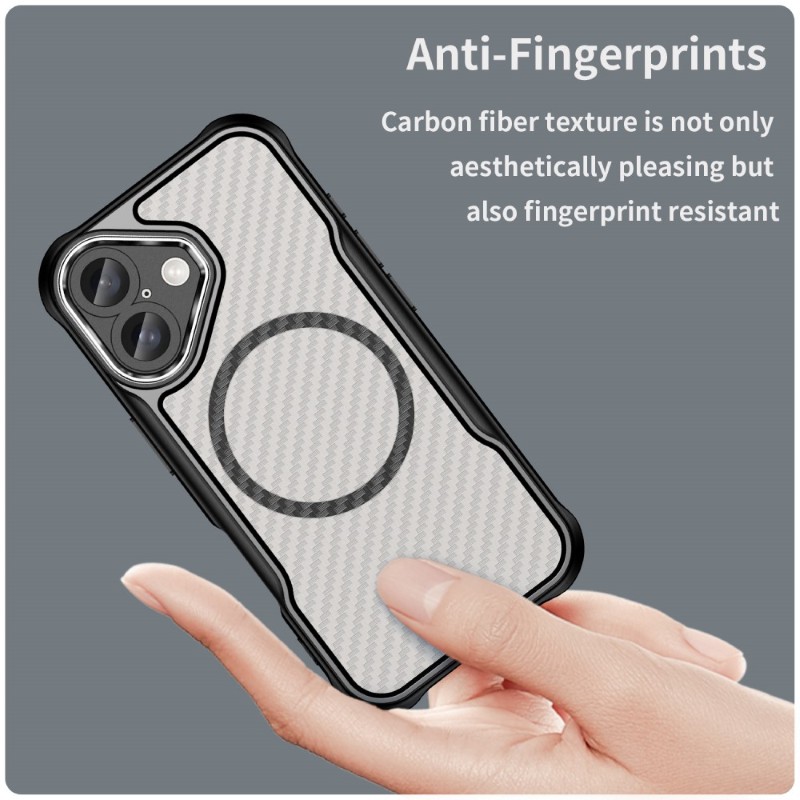 Kryt na iPhone 16 odolný Carbon s podporou Magsafe čirý
