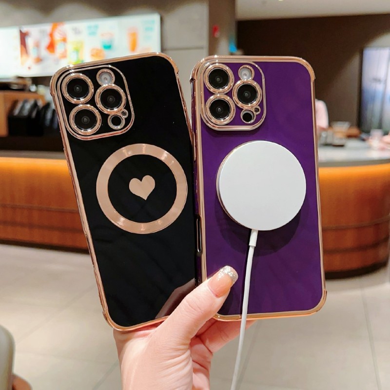 Kryt na iPhone 16 Pro Srdíčko s podporou MagSafe fialový