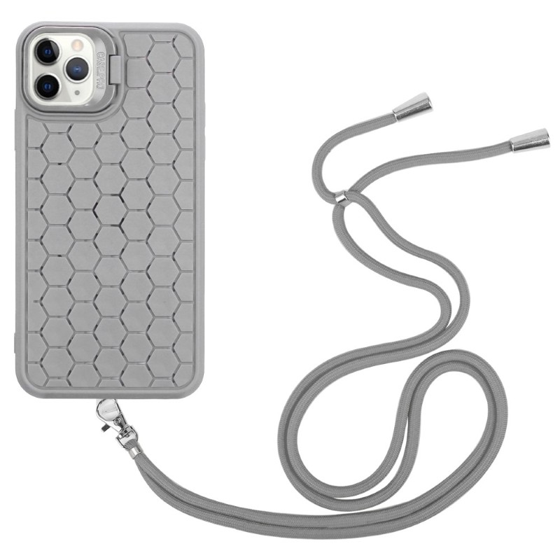 Kryt na iPhone 16 Pro Honeycomb s podporou MagSafe a šňůrkou na krk šedý