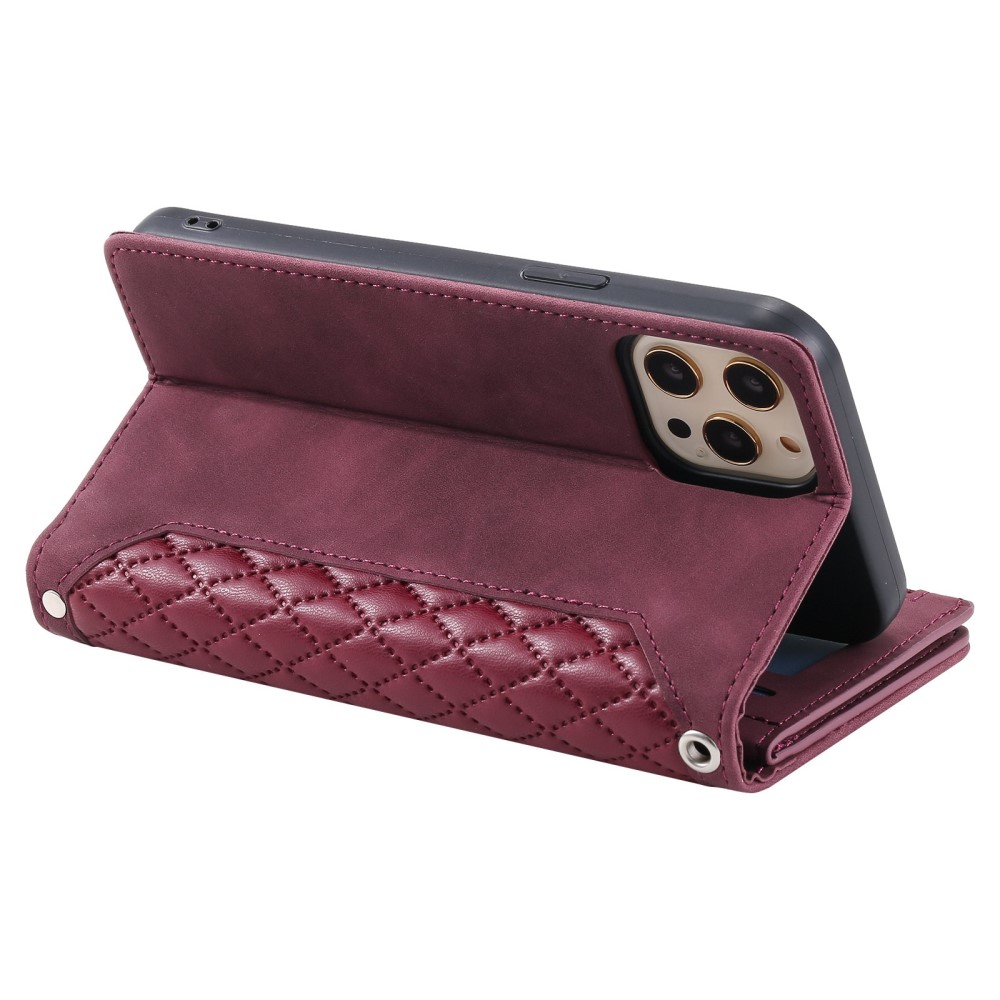 Pouzdro pro iPhone 14 Pro Max Luxury Double Layer vínové
