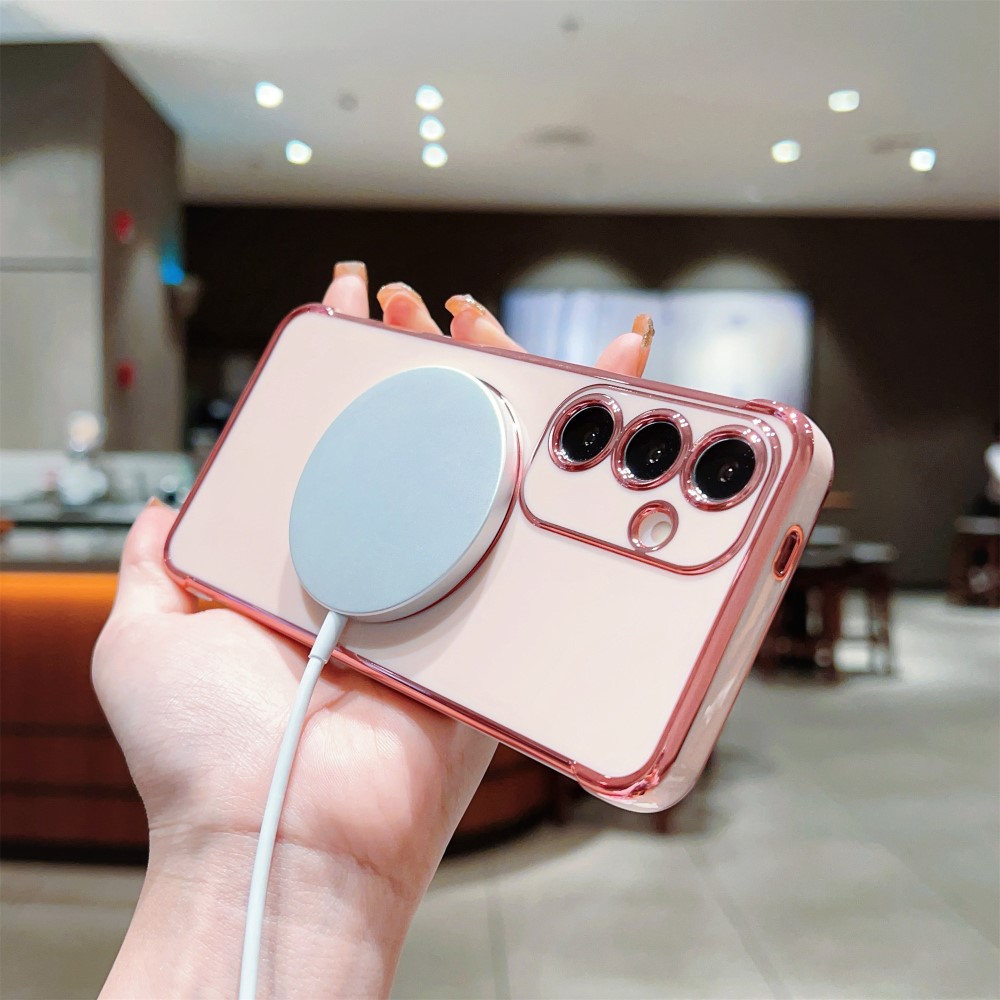 Kryt na Samsung Galaxy S25 Srdíčko s podporou MagSafe růžový