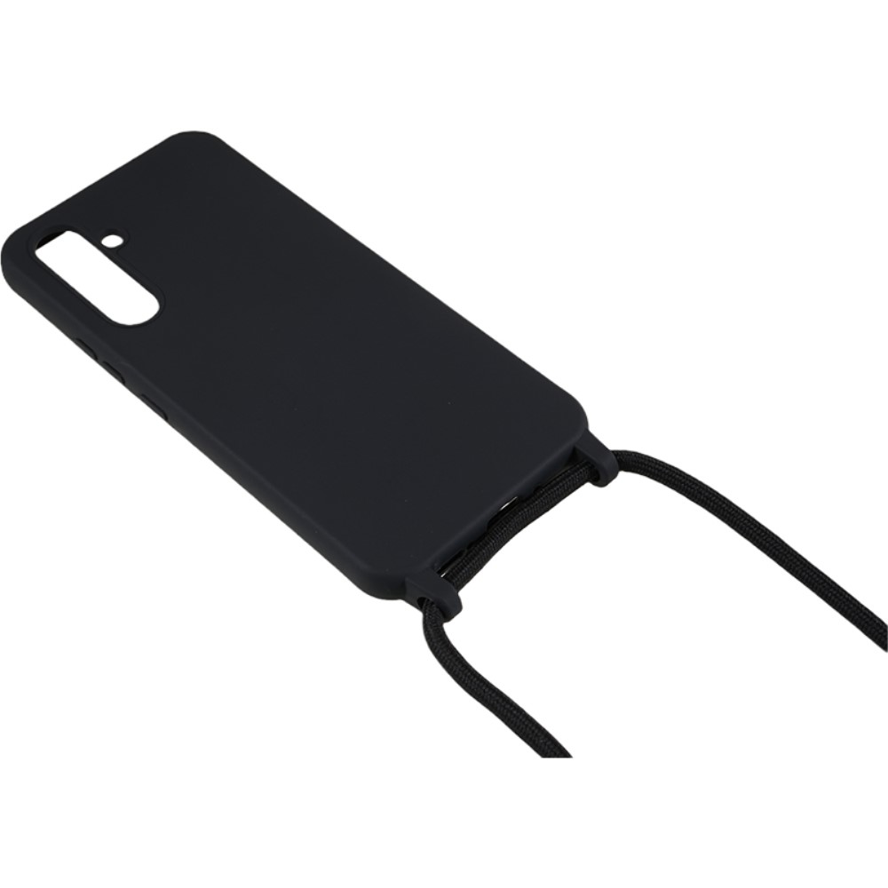 Kryt na Samsung Galaxy S25 gumový se šňůrkou na krk černý
