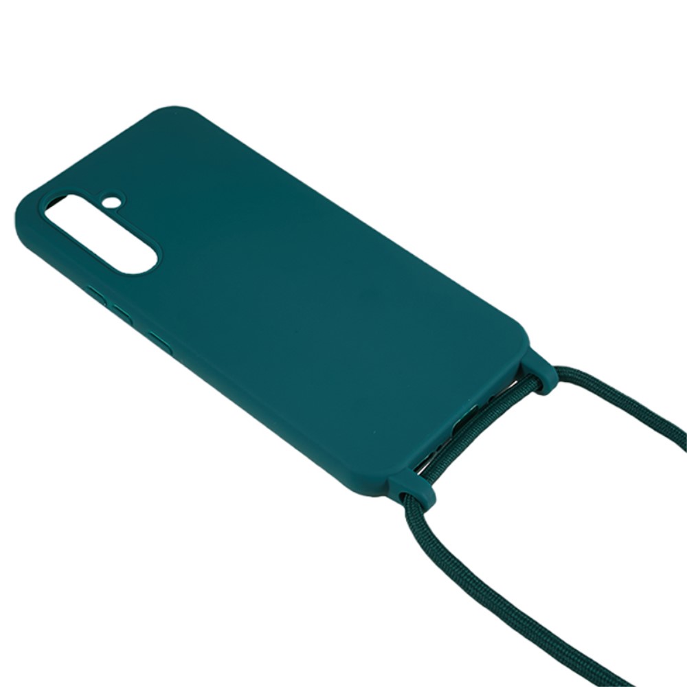 Kryt na Samsung Galaxy S25 gumový se šňůrkou na krk zelený