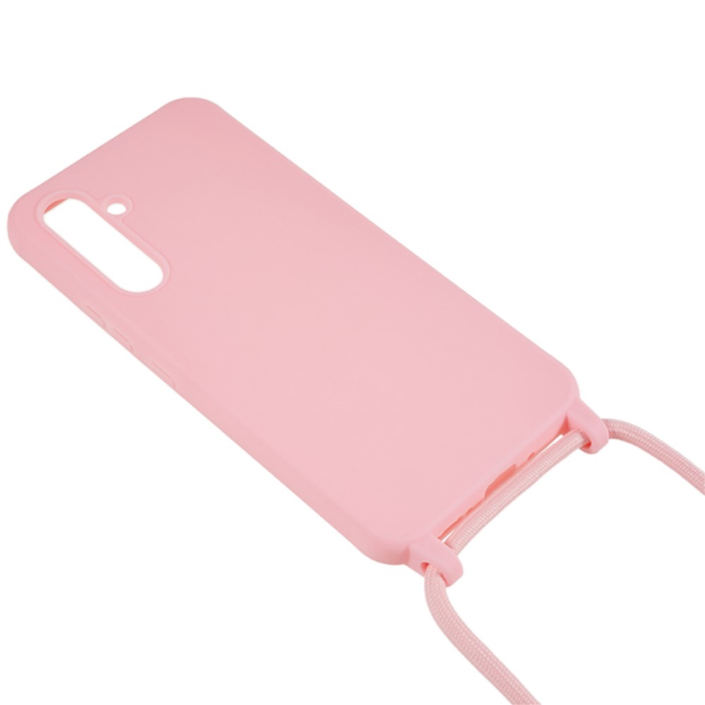 Kryt na Samsung Galaxy S25 gumový se šňůrkou na krk růžový