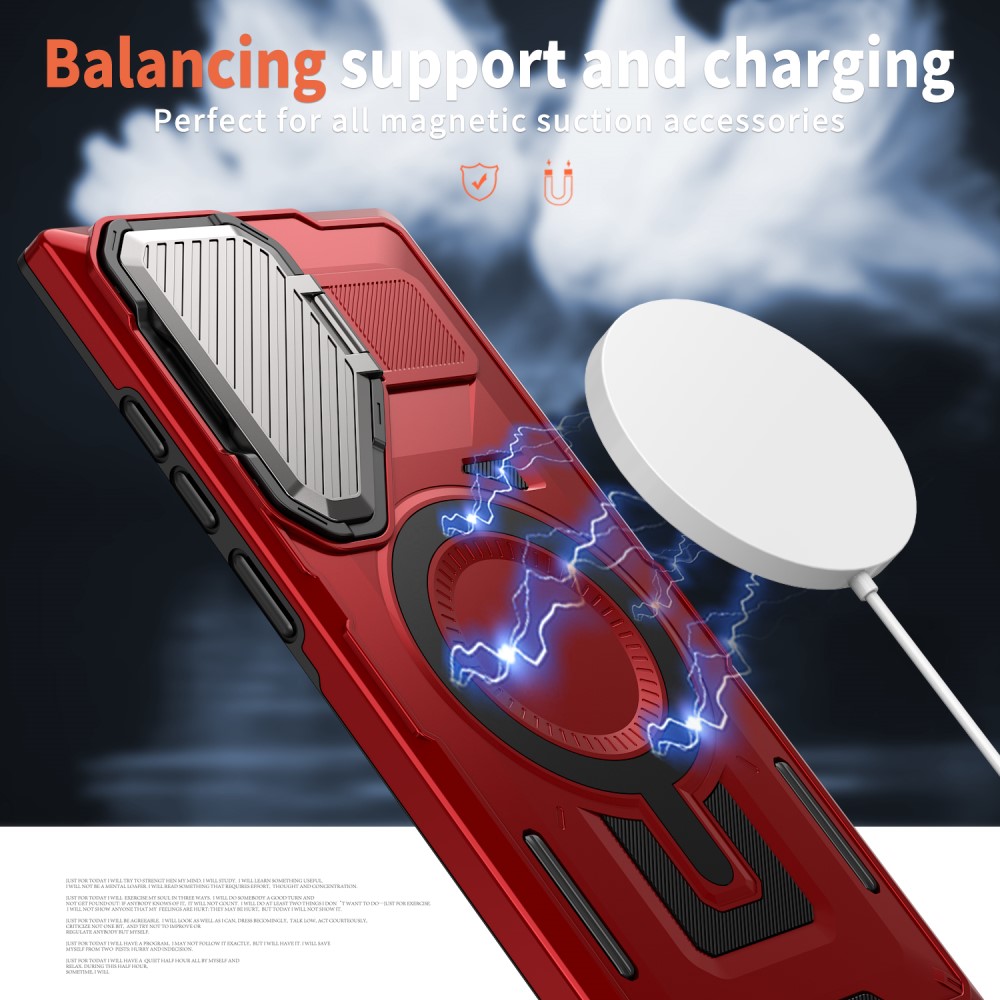 Kryt na Samsung Galaxy S23 Ultra s krytkou na fotoaparát červený