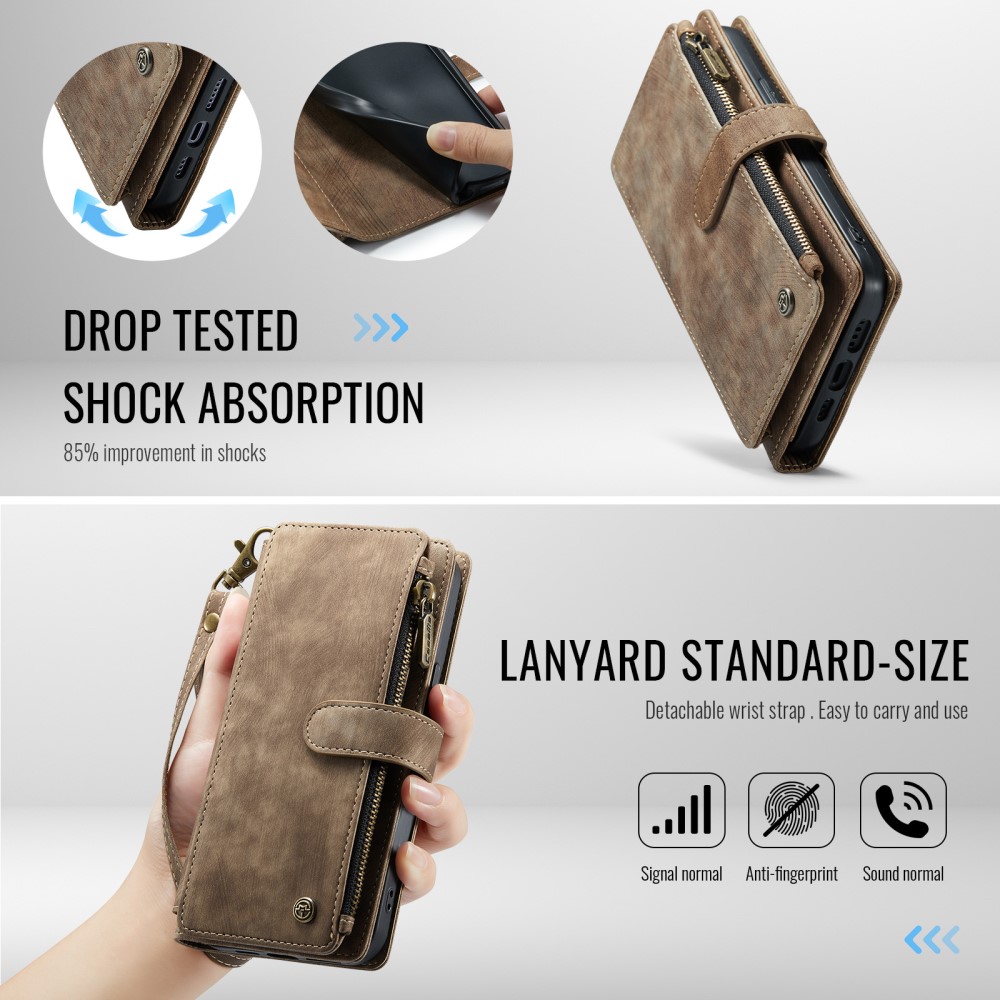 Pouzdro pro iPhone 16E CASEME Luxury Double Layer hnědé