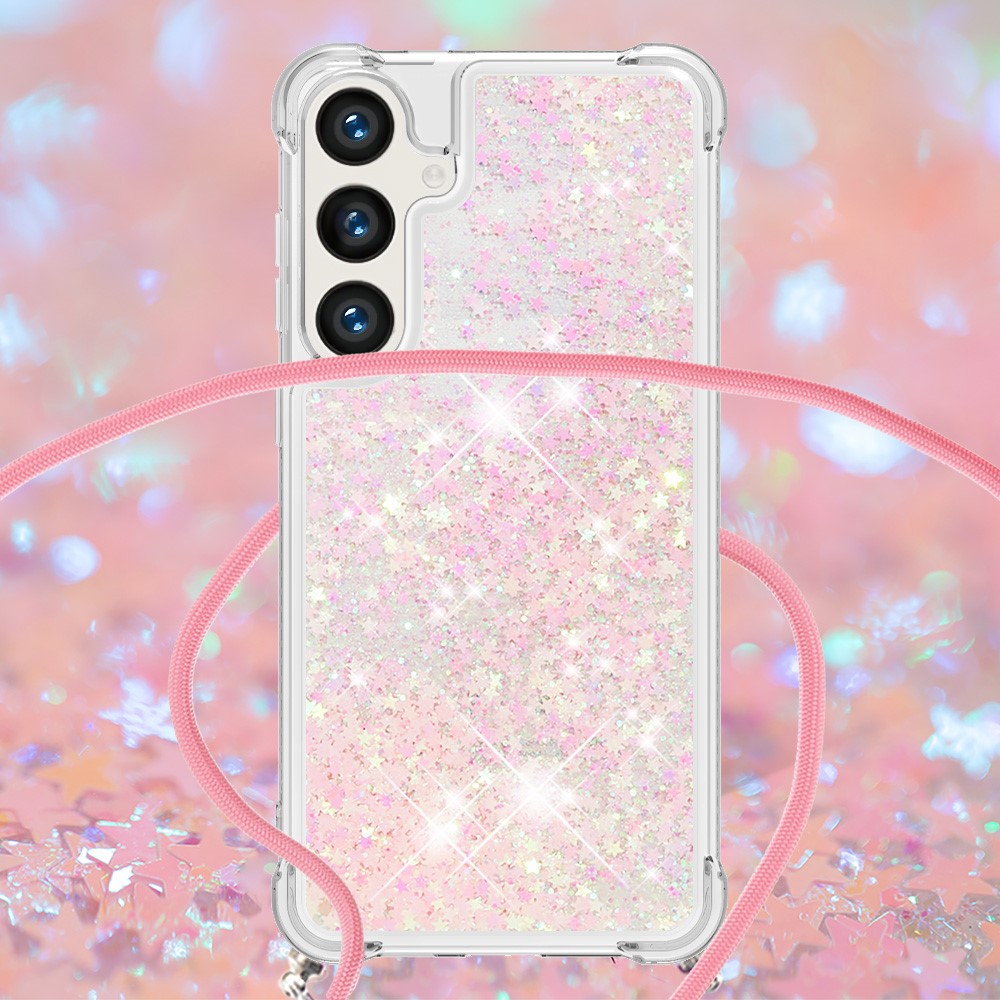 Kryt na Samsung Galaxy S25 Hvězdičky se šňůrkou na krk růžový