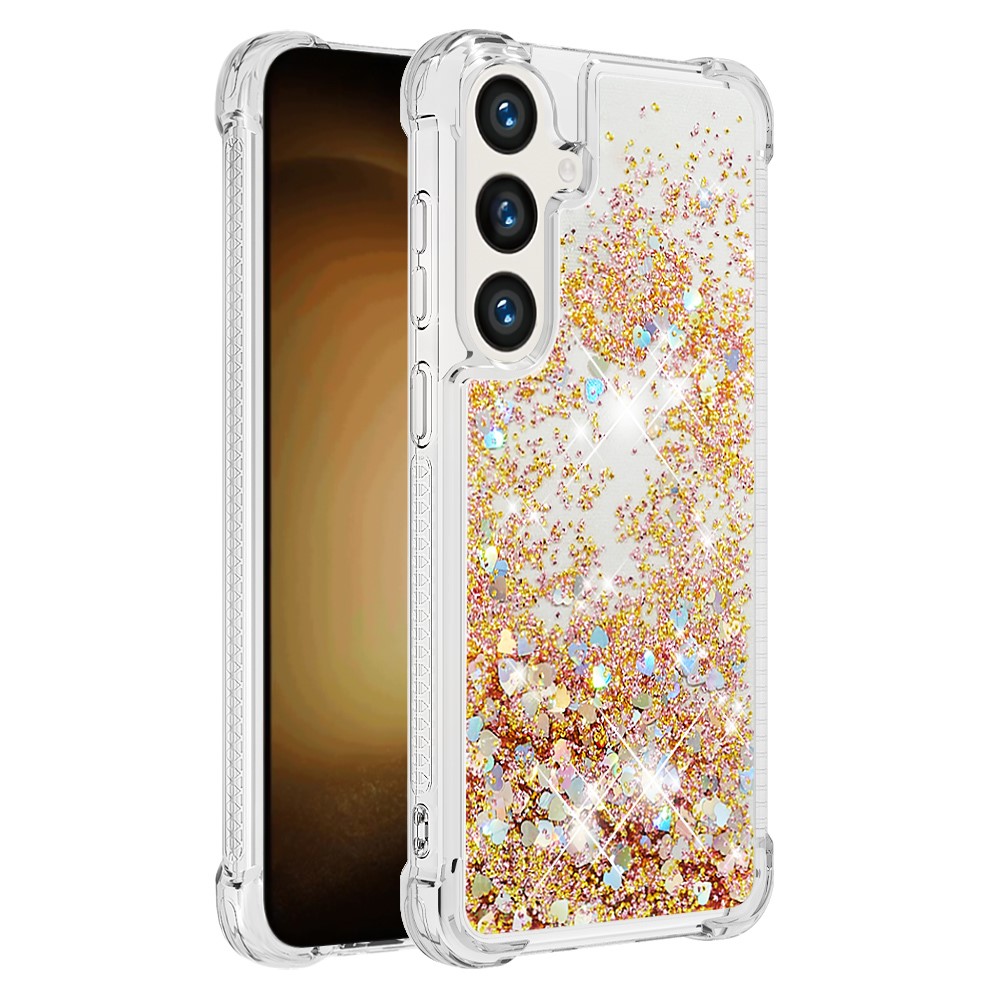 Kryt na Samsung Galaxy S24 FE Srdíčko třpytivý zlatý
