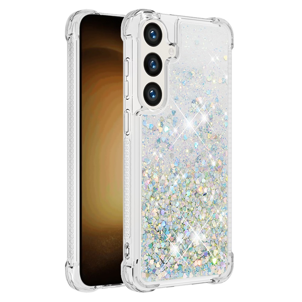 Kryt na Samsung Galaxy S24 FE Srdíčko třpytivý stříbrný