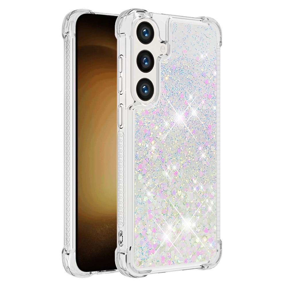 Kryt na Samsung Galaxy S24 FE Srdíčko třpytivý světle stříbrný