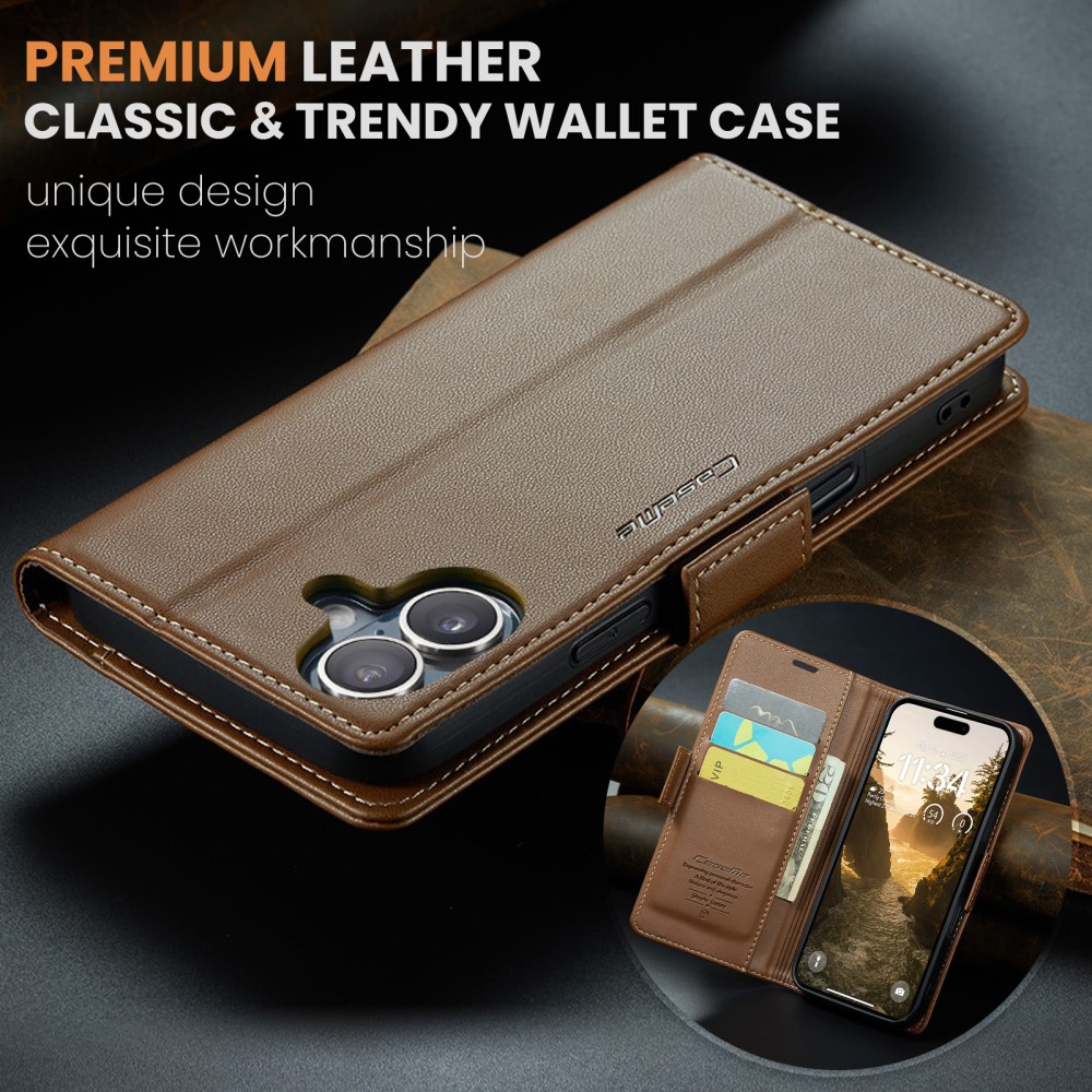 Pouzdro na iPhone 16 Plus CASEME smooth hnědé