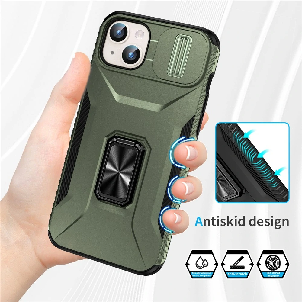 Kryt na iPhone 15 Plus odolný s krytkou na fotoaparát zelený