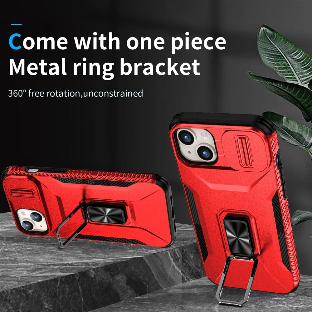 Kryt na iPhone 15 Plus odolný s krytkou na fotoaparát červený