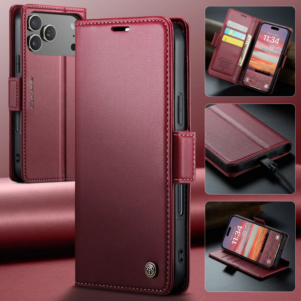 Pouzdro na iPhone 17 Pro CASEME Smooth červené