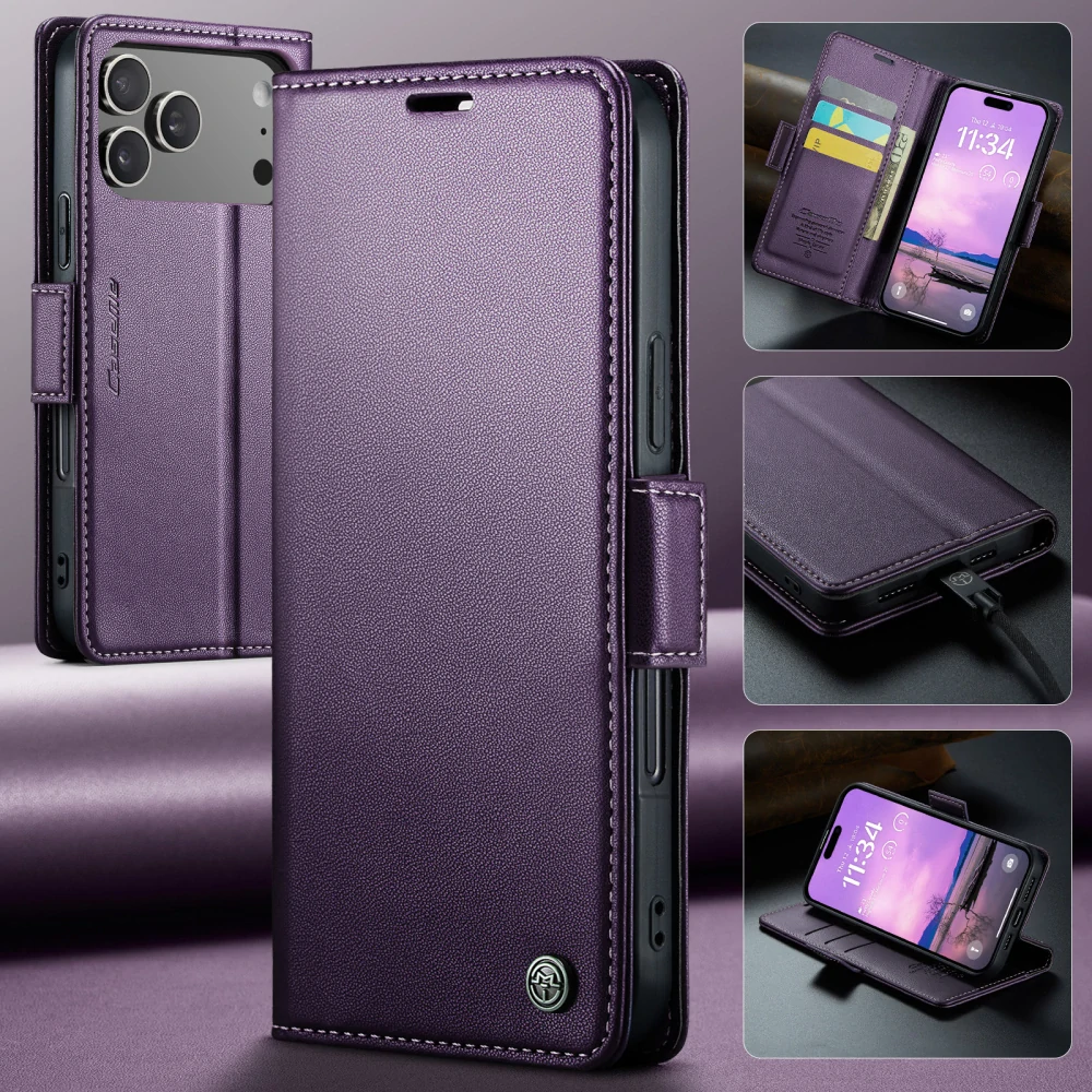 Pouzdro na iPhone 17 Pro CASEME Smooth fialové
