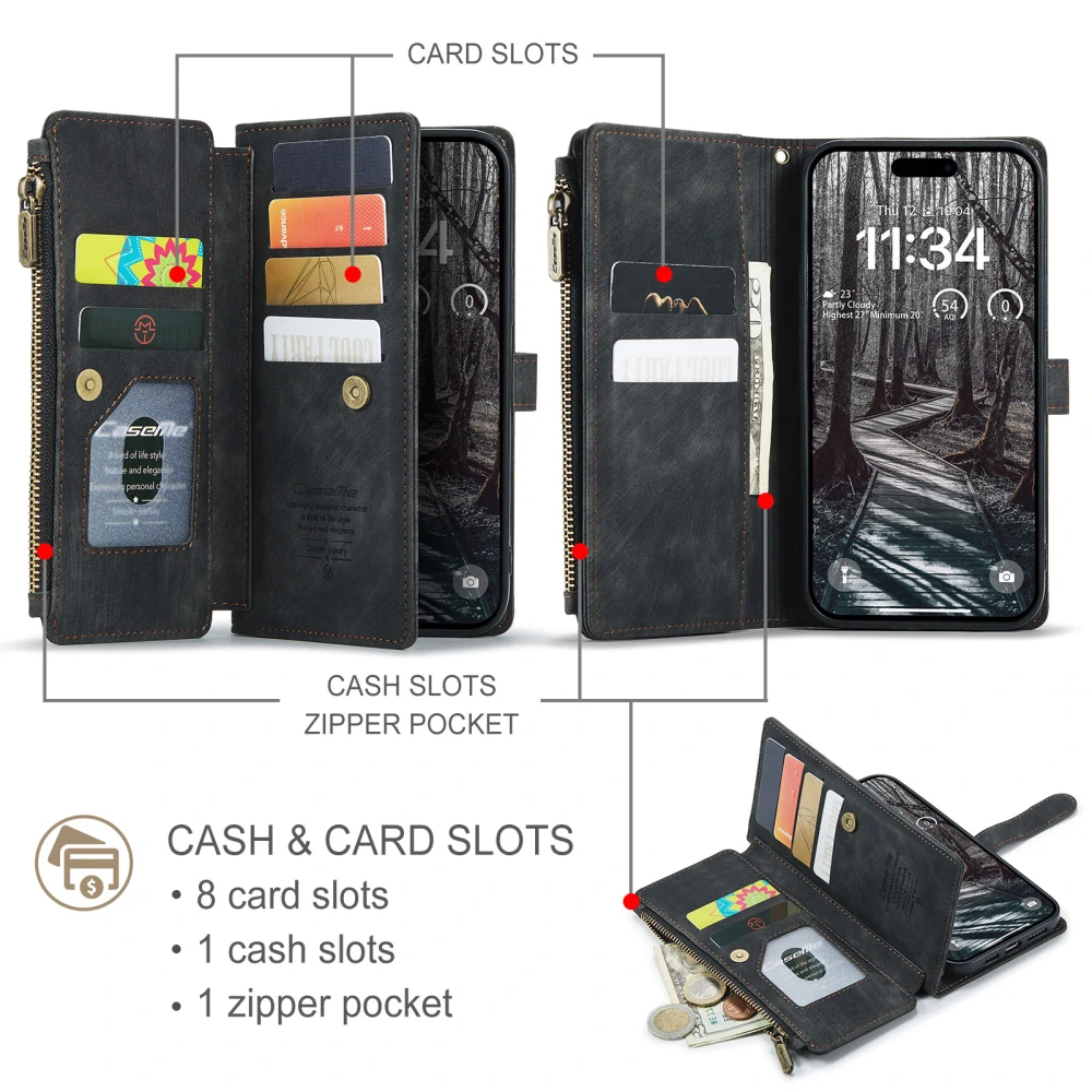 Pouzdro pro iPhone 17 Pro CASEME Luxury Double Layer černé
