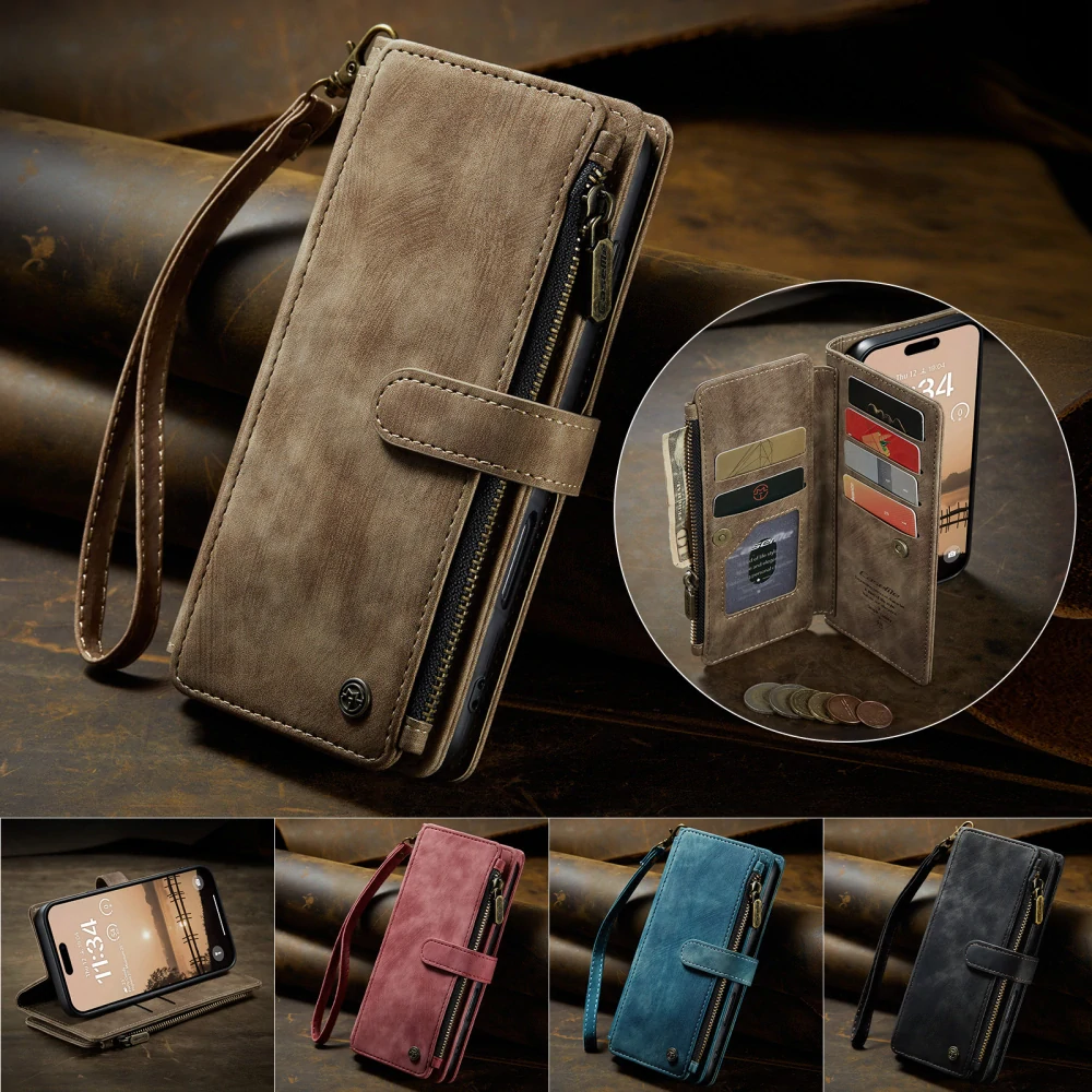 Pouzdro pro iPhone 17 Pro CASEME Luxury Double Layer hnědé
