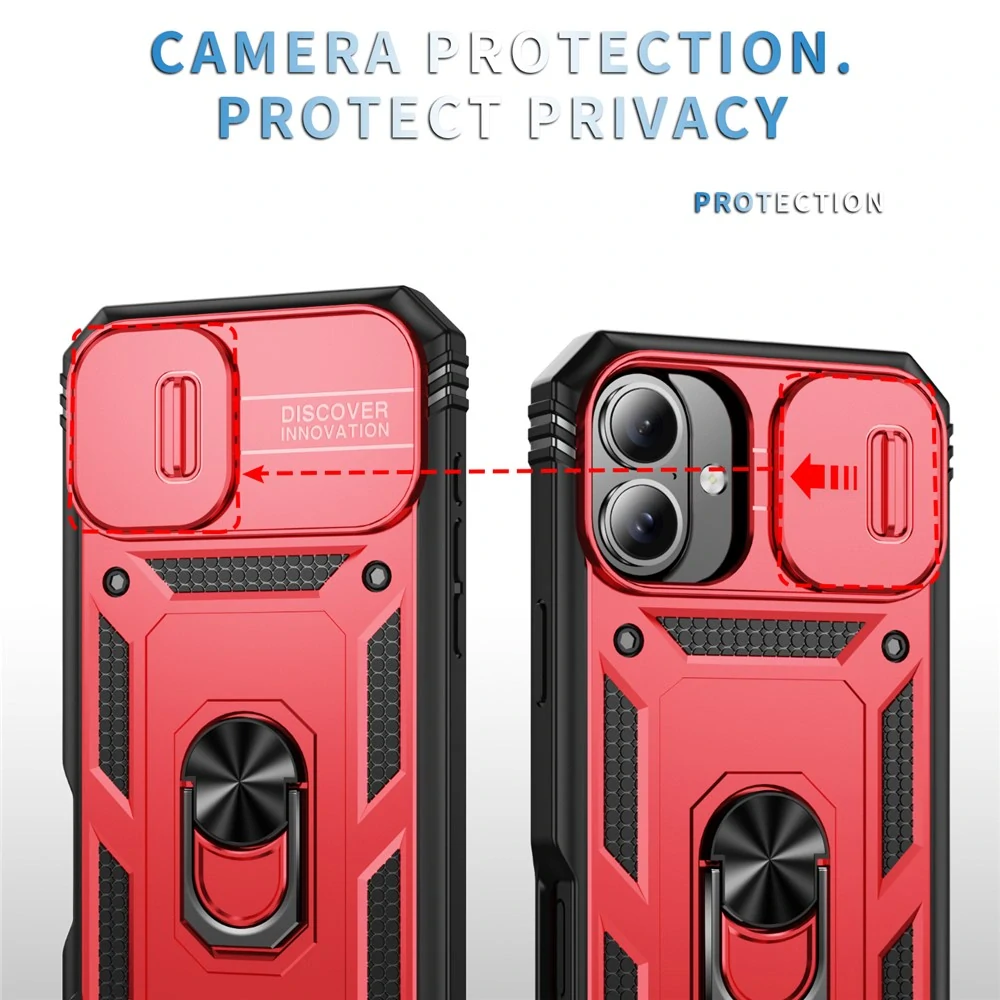 Kryt na iPhone 17 odolný s krytkou na fotoaparát červený