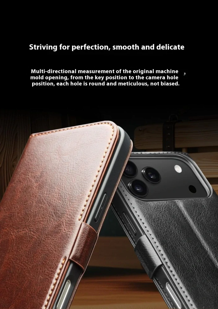 Pouzdro QIALINO na iPhone 17 Pro Max Kožené hnědé