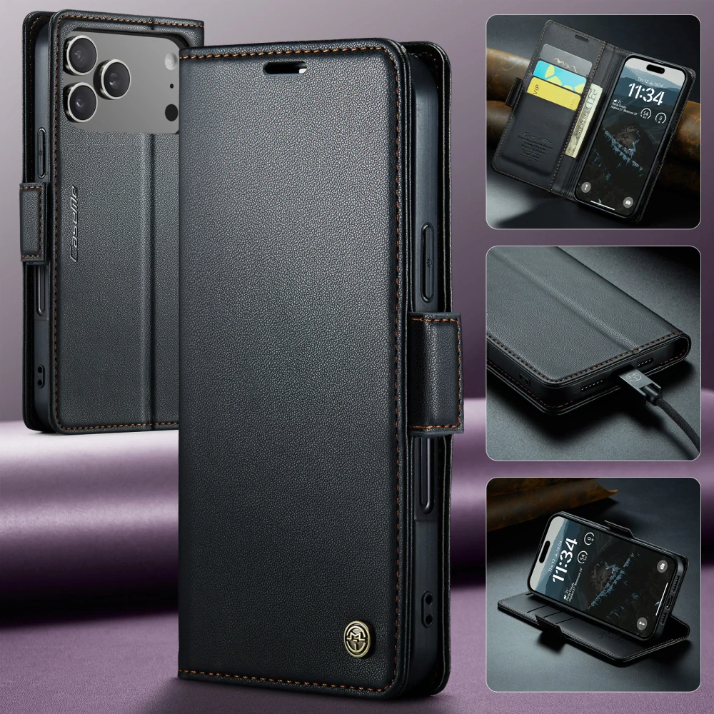 Pouzdro na iPhone 17 Pro Max CASEME Smooth černé