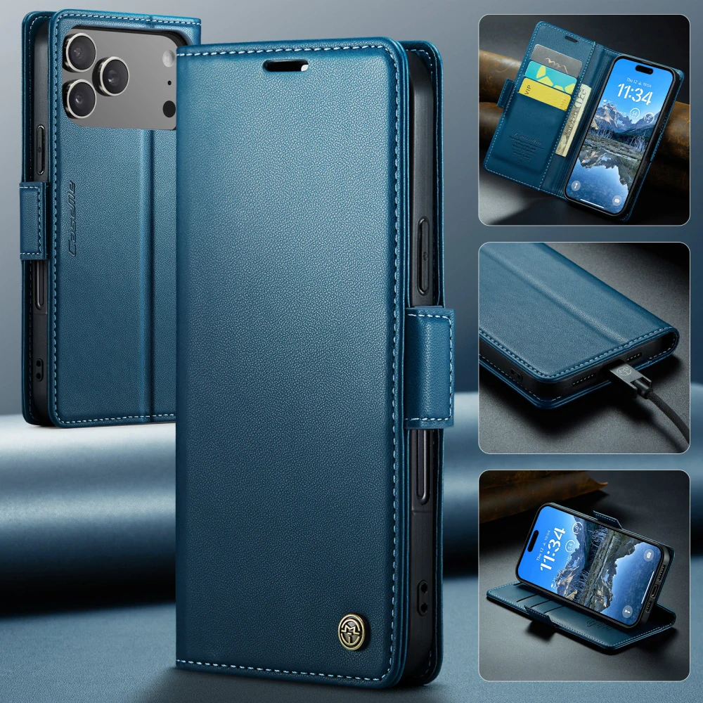 Pouzdro na iPhone 17 Pro Max CASEME Smooth modré