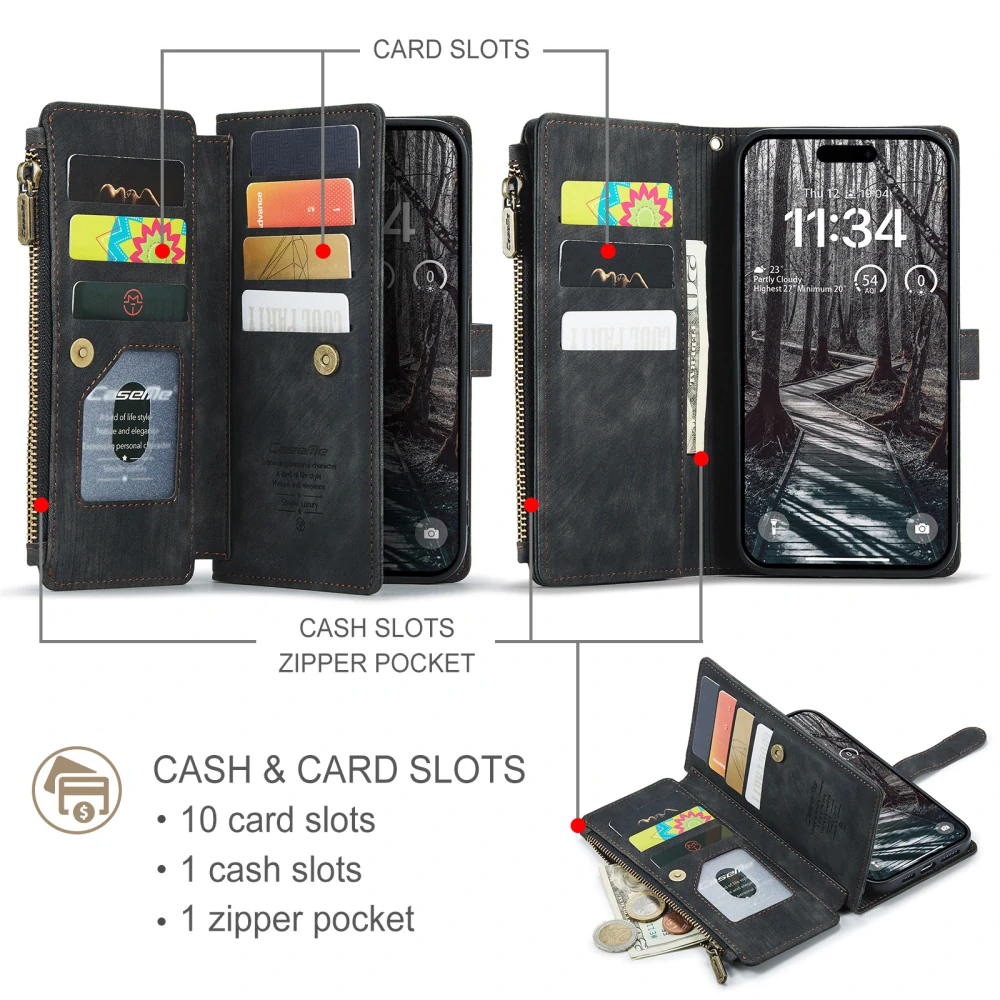 Pouzdro pro iPhone 17 Pro Max CASEME Luxury Double Layer černé