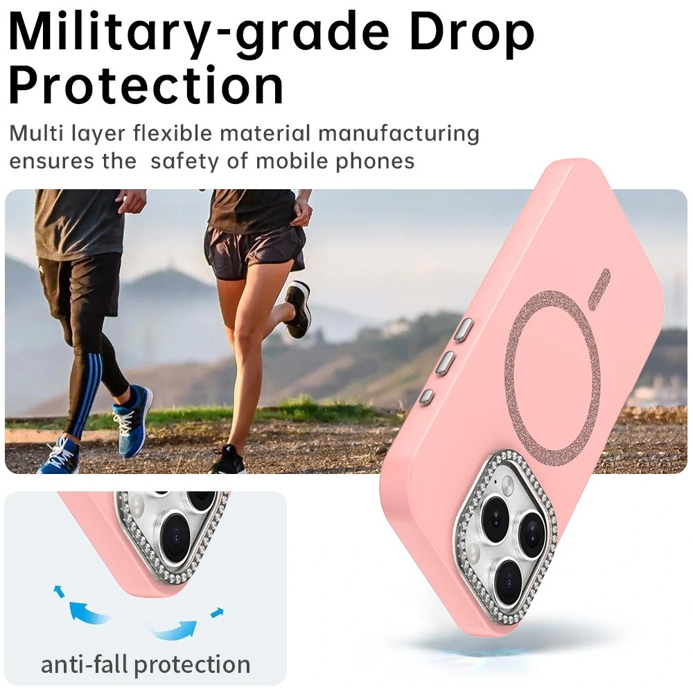 Kryt na iPhone 16 Pro s podporou MagSafe Diamond růžový