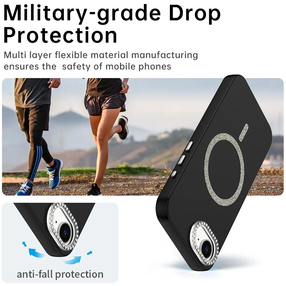 Kryt na iPhone 16E s podporou MagSafe Diamond černý