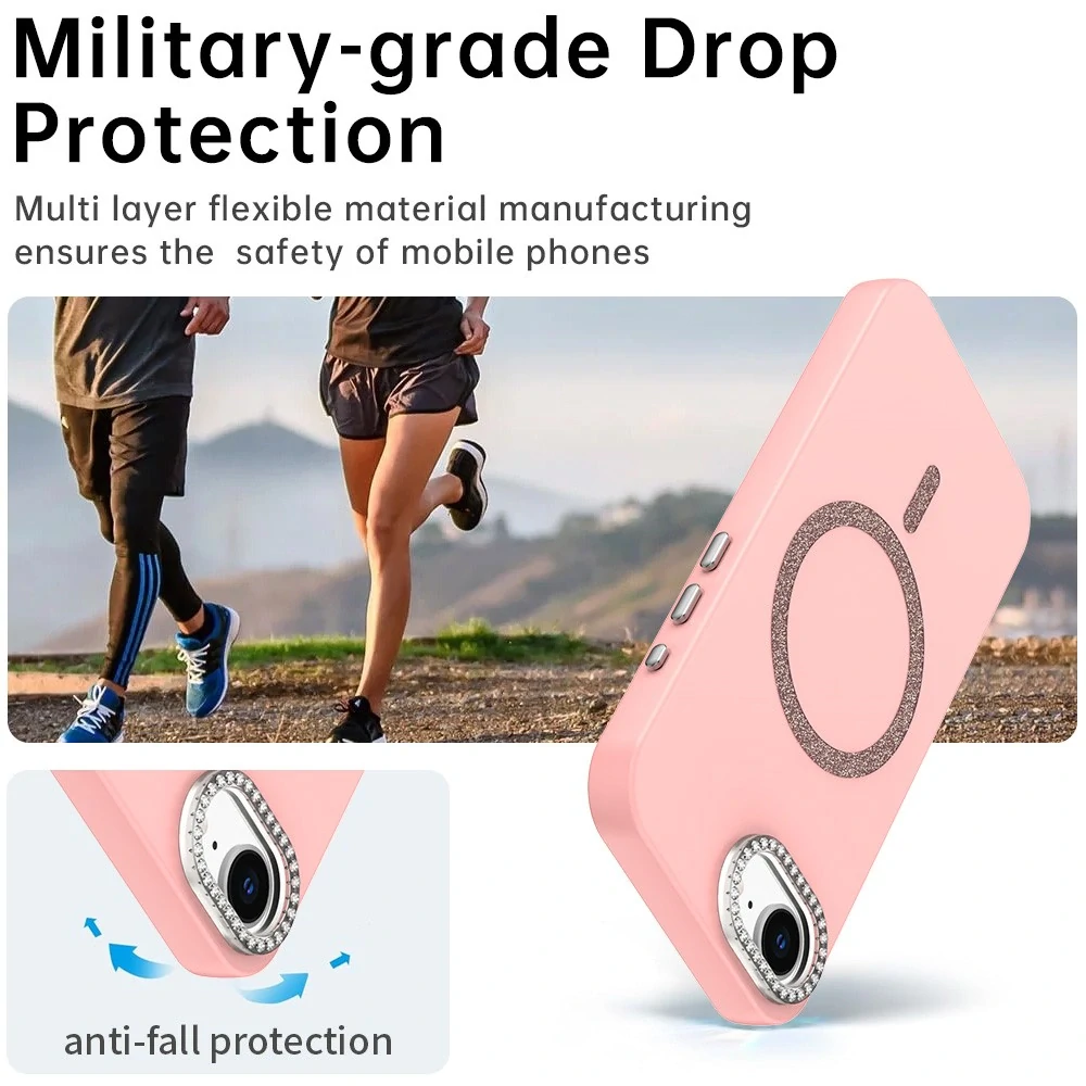 Kryt na iPhone 16E s podporou MagSafe Diamond růžový