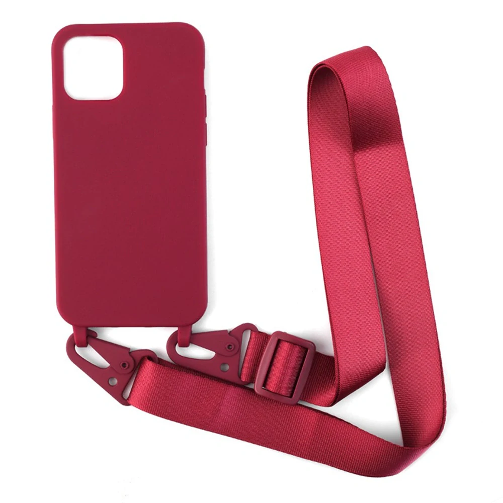 Kryt na iPhone 11 gumový se šňůrkou na krk vínový