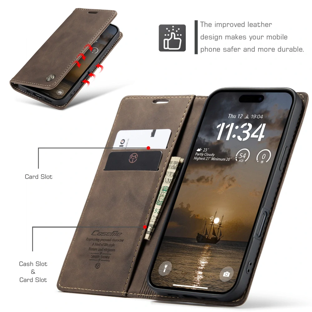 Pouzdro CASEME pro iPhone 17 Pro hnědé