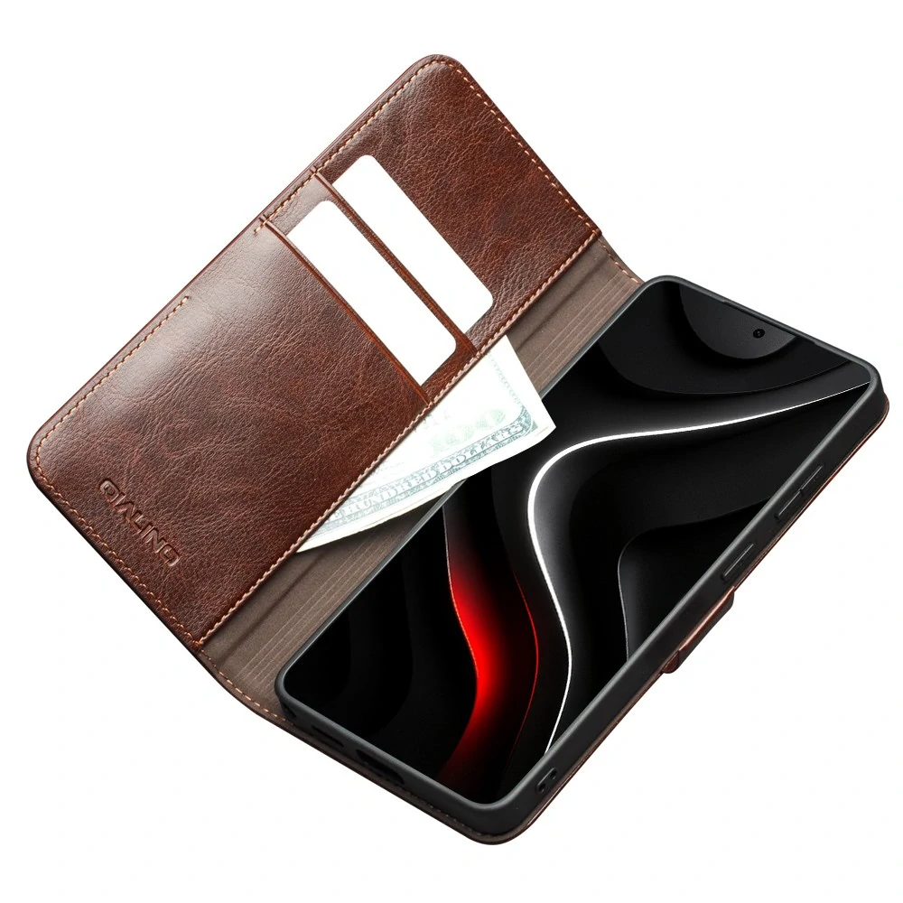 Pouzdro kožené QIALINO na Samsung Galaxy S26 Ultra hnědé
