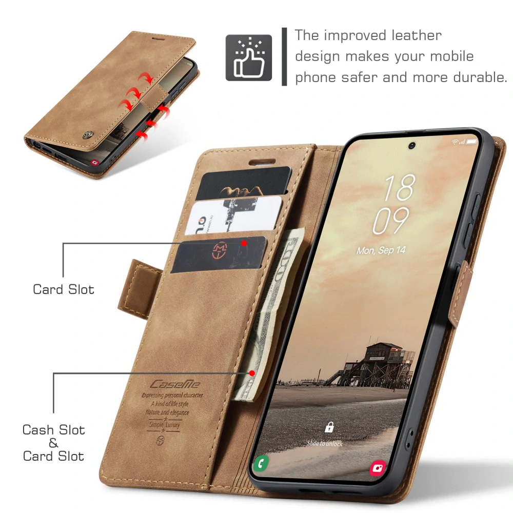 Pouzdro na Samsung Galaxy S26 Ultra CASEME světle hnědé