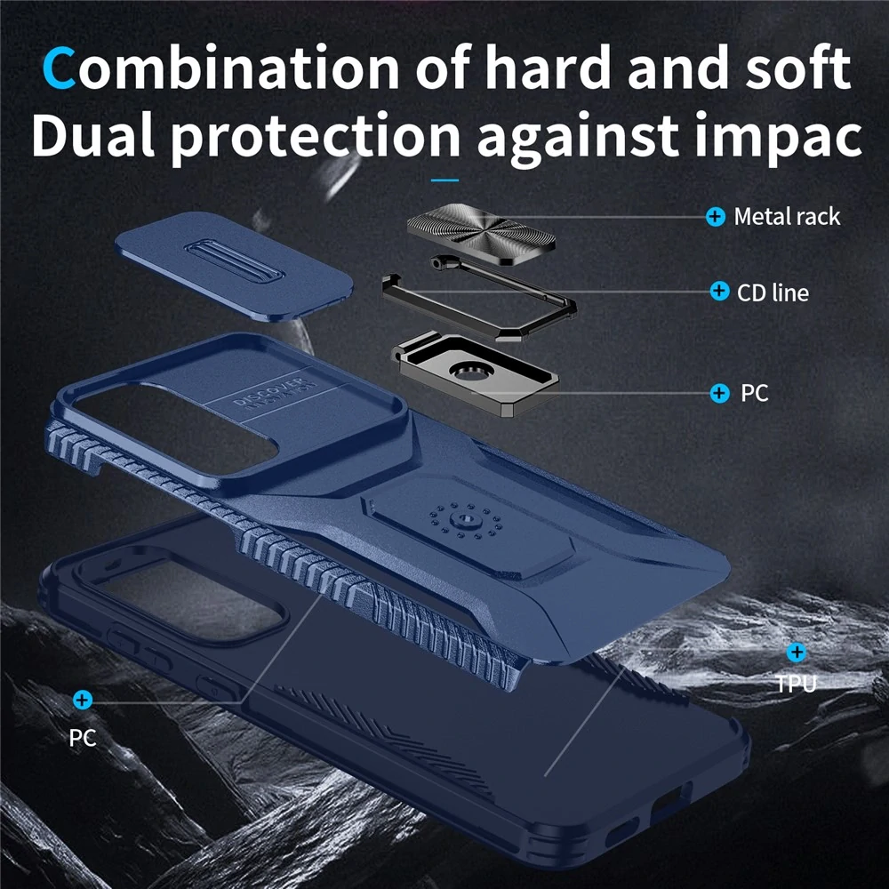 Kryt na Samsung Galaxy S25 FE odolný s krytkou na fotoaparát tmavě modrý