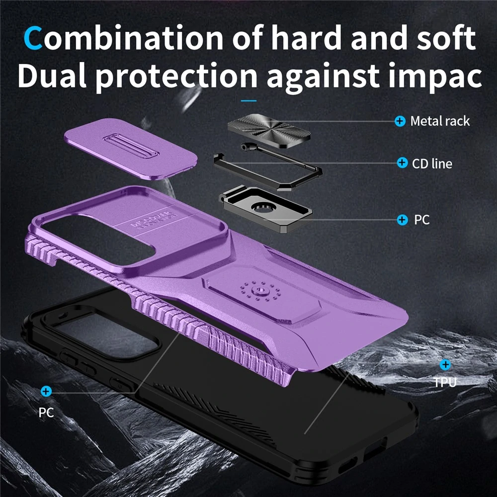 Kryt na Samsung Galaxy S25 FE odolný s krytkou na fotoaparát fialový