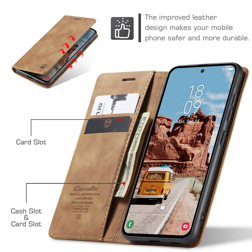 Pouzdro na Samsung Galaxy S25 FE CASEME světle hnědé