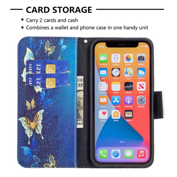 Pouzdro pro iPhone 13 Pro Motýl modré