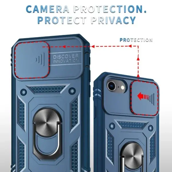 Kryt na iPhone 7 / 8 / SE 2020 / SE 2022 odolný s krytkou na fotoaparát tmavě modrý