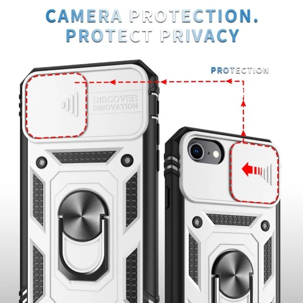 Kryt na iPhone 7 / 8 / SE 2020 / SE 2022 odolný s krytkou na fotoaparát bílý