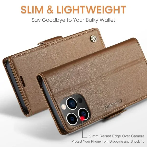 Pouzdro na iPhone 14 Pro Max CASEME Smooth hnědé