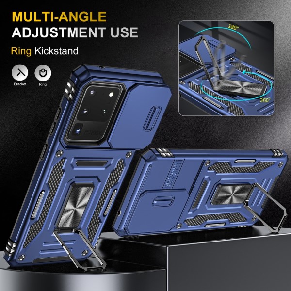 Kryt na Samsung Galaxy S20 Ultra odolný s krytkou na fotoaparát tmavě modrý